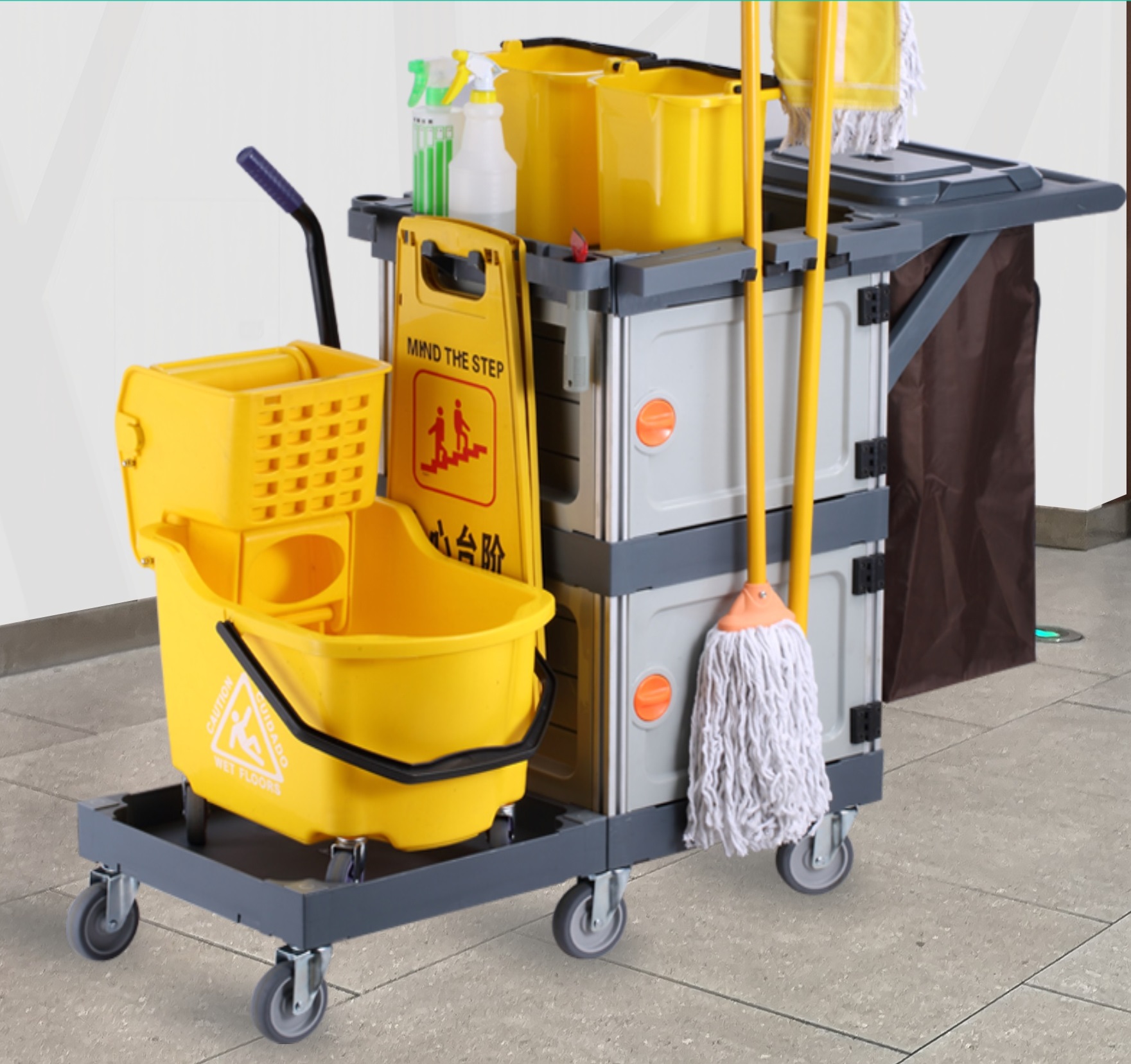 多用途手推移动清洁车保洁车服务车工具车服务布草车服务打扫车