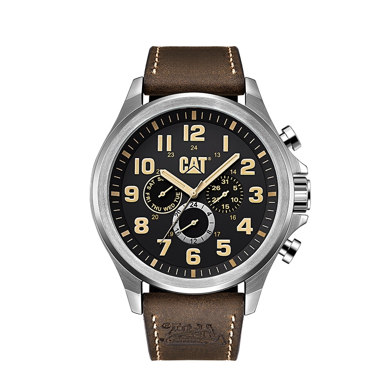 cat卡特彼勒瑞士机芯真皮表带100米防水夜光运动男表特种兵军表pu