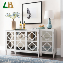 White dining side cabinet modern simple living room locker European dining side cabinet solid wooden cabinet