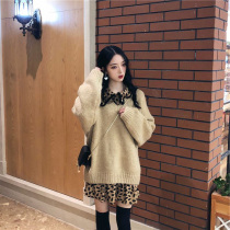 Autumn 2021 new female French niche bellflower gentle wind doll collar BAO WEN dress sweater two-piece set