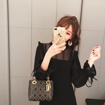 Autumn 2020 new womens light luxury socialite temperament small black dress black lace bellflower dress French niche