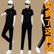 2021 summer dress new fashion sports suit summer casual clothes summer short sleeve trousers slim two-piece female