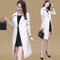 The wind coat woman with a long section 2022 Autumn fit new Korean version loose Inn ethos pop small sub-coat jacket
