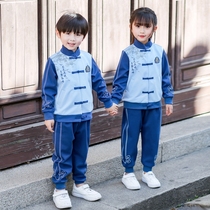 Kindergarten Garden clothes Spring and autumn clothing Primary and middle school students Chinese wind school uniforms Childrens long-sleeved literature and art class 3 sets