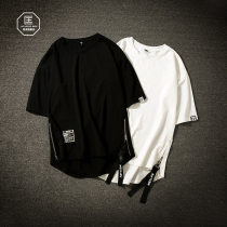 Summer short-sleeved T-shirt mens plus size loose half-sleeved long-sleeved T-shirt fat top Korean version of the trend brand mens clothing