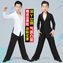 Autumn and winter Latin dance practice uniforms for boys and boys boys white tops dancing performance uniforms boys modern dance uniforms