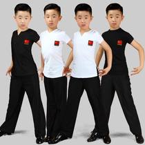 New boys dance Latin dance practice uniforms boys big children White black dance training uniforms children Latin uniforms