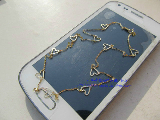 韩国14k纯金多心形满圈套链 14k黄金爱心锁骨项链定制