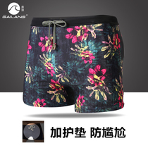 Gay Lang summer mens tide swimming trunks anti-embarrassing flat corner loose hot spring mens swimsuit quick dry beach Beach beach swimming equipment