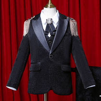 Boys' suit suit suit piano costume host children's dress boys walk show dress black