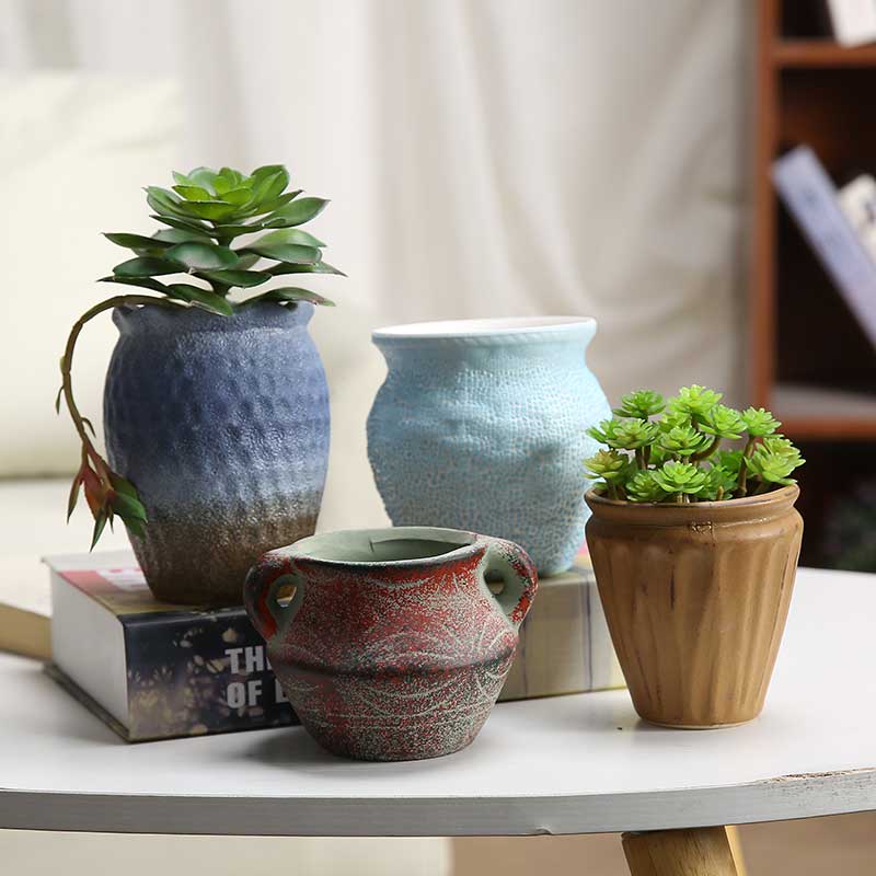 Fleshy flowerpot ceramic package mail special offer a clearance coarse pottery breathable large Fleshy green plant contracted retro biscuit firing coarse pottery