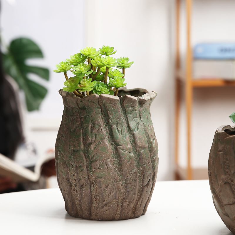 Fleshy green plant ceramic flower pot flower of bracketplant of the orchids is mage old high permeability model of big diameter coarse pottery flowerpot