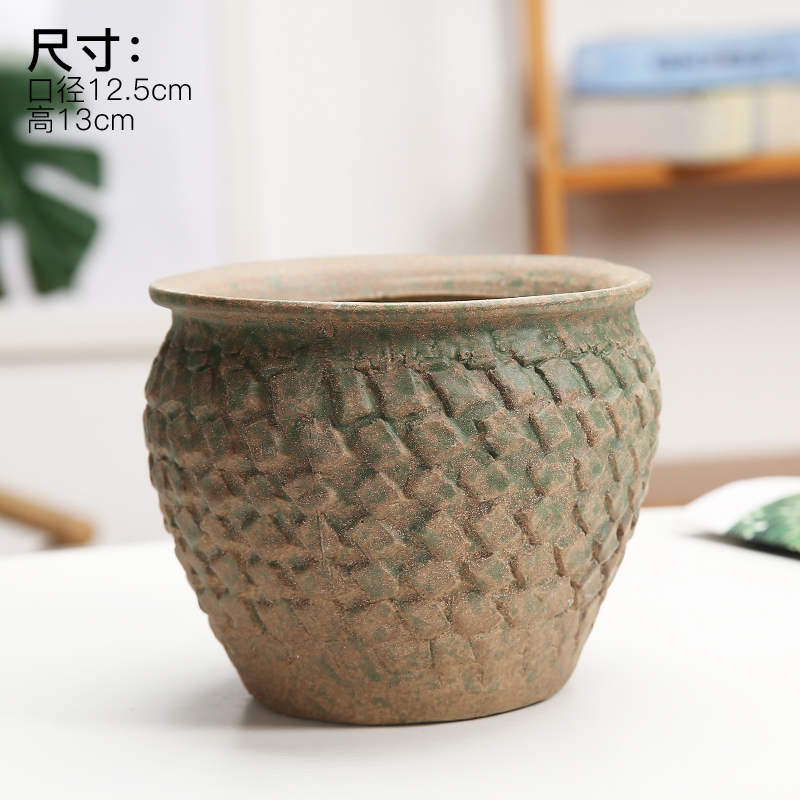 Fleshy green plant ceramic flower pot flower of bracketplant of the orchids is mage old high permeability model of big diameter coarse pottery flowerpot