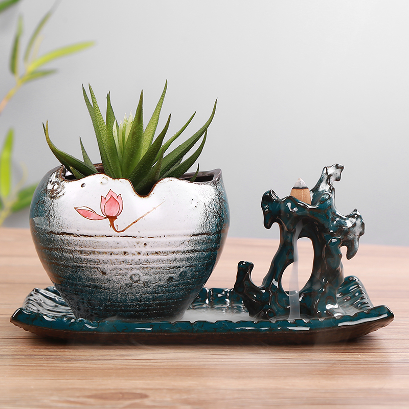 European green plant pot ceramic flower pot old zen calamus asparagus creative potted bracketplant, fleshy running the ceramic flower pot