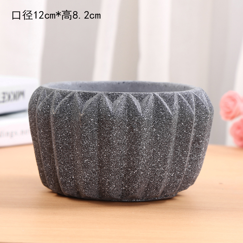 Cement meaty plant flower POTS, green potted indoors desktop furnishing articles European move biscuit firing breathable ceramic flower pot