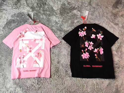 【2.5折】off white 粉色花卉刺绣 密封樱花t恤 圆领短袖_7折现价298.