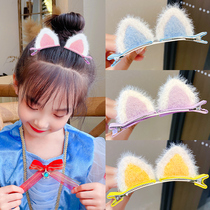 A pair of girl cat ear hairpieces cute Super Meng children Korea card girl baby hair clip
