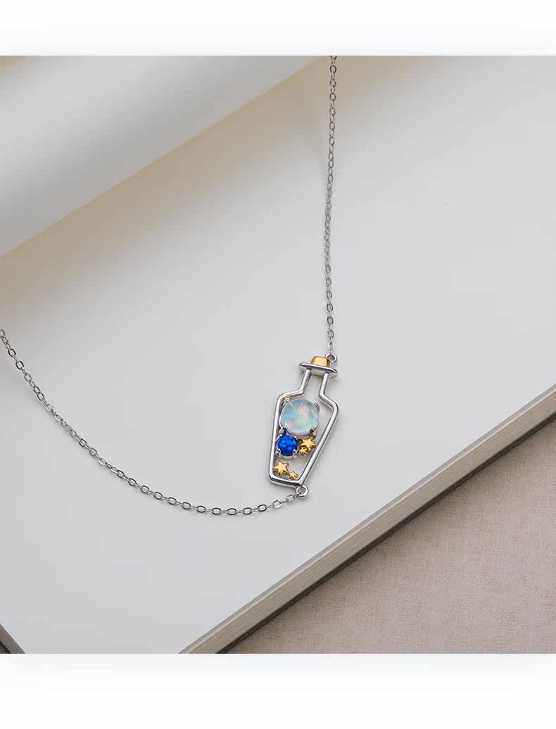 花芽原创许愿瓶项链女纯银韩版简约锁骨链生日情人节礼物送女友