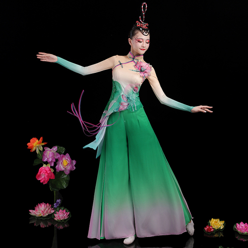 Chinese Classical dance dress for women performance dress square dance suit yangko umbrella dance fairy lotus dance costume