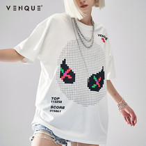 VENQUE Fanke couple T-shirt female 2021 summer new Tetris loose leisure Tide brand short sleeve men