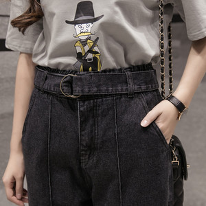 new style double breasted high waist loose slim jeans Haren pants