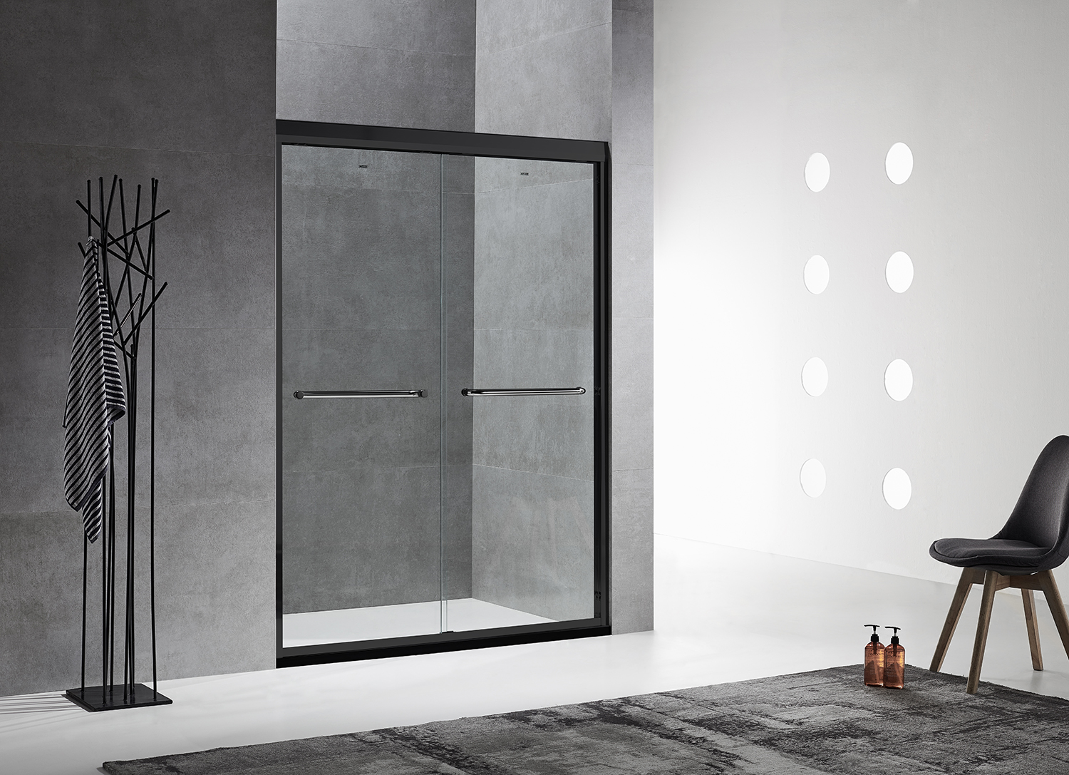 心海伽蓝不锈钢淋浴房整体简易隔断玻璃门干湿分离浴室黑色定制