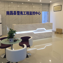 Company size front desk straight imitation stone pattern desk modern simple cash register bar customization