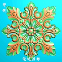 Carved gray scale stone carving European wooden door Western flower door flower corner flower square rectangular decal 028