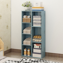 Simple wardrobe assembly Wooden single small cabinet Bedroom rental imitation solid wood storage hanging wardrobe Household wooden wardrobe