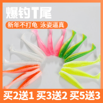 T-tail soft bait lead hook Luya soft worm curl-tail T-tail fish micro-bait bass black fish mandarin fish special fake bait set