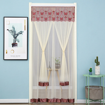 Lace Mosquito-Proof Door Curtain Home Free From Stiletto Summer Double Layer Yarn Curtain Bedroom Toilet Decorated Partition Curtain Magic Sticker