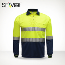 SFVest Reflective quick-drying polo shirt t-shirt Long sleeve Road work management reflective clothing Traffic safety clothing