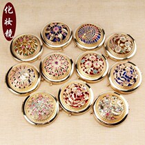 Small mirror Golden portable mirror portable makeup mirror folding double-sided small round mirror Lady portable makeup vanity mirror