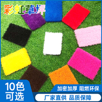 Simulated red lawn kindergarten rainbow runway carpet outdoor yellow blue purple white black gray pink rose red false lawn