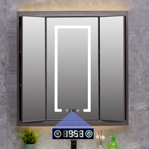 Folding feng shui mirror cabinet stainless steel bathroom hand washing toilet toilet storage intelligent defogging with light mirror surface cabinet