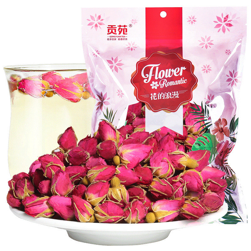 贡苑 玫瑰花茶 玫瑰花苞干玫瑰无硫50g袋装平阴玫瑰花无添加包邮