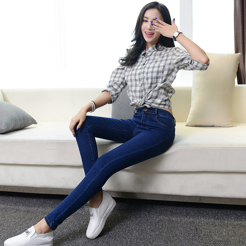 缘君牛仔裤女2018夏季新款高腰紧身九分韩版百搭显瘦学生小脚裤子