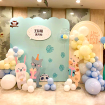 Animal themed baby hundred days of birthday party anniversary arrangement decoration scene hotel balloon KT board background wall