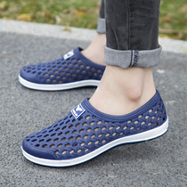 2021 new fashion trend breathable hole shoes men summer outside wear sandals sandals a pedal lazy shoes men