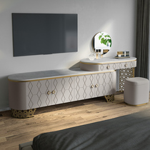 Light luxury TV cabinet dressing table integrated bedroom post-modern simple marble high-end storage cabinet makeup table