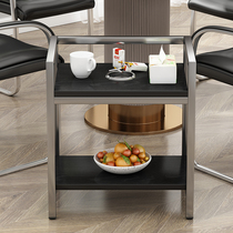 Stainless steel mahjong tea table double layer thickened mahjong table Next corner Several tea house Chess Room Tea Table Special Tea Water Shelf