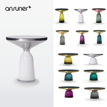 Coffee table designer side few Nordic light luxury creative glass transparent round metal corner