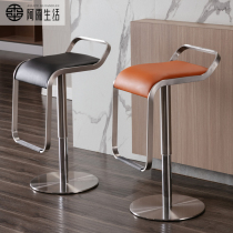 Light luxury stainless steel bar bench modern simple bar chair home lift leather bar stool front desk chair rotating high stool