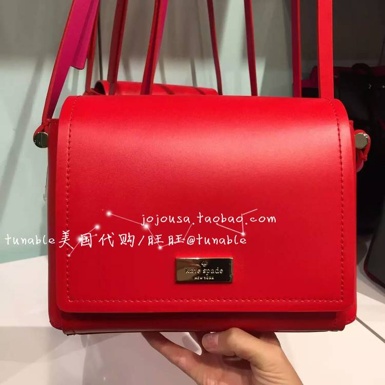 coach包美國代購 美國代購 KATE SPADE WKRU3945撞色亮牛皮翻蓋斜挎小方包avva coach