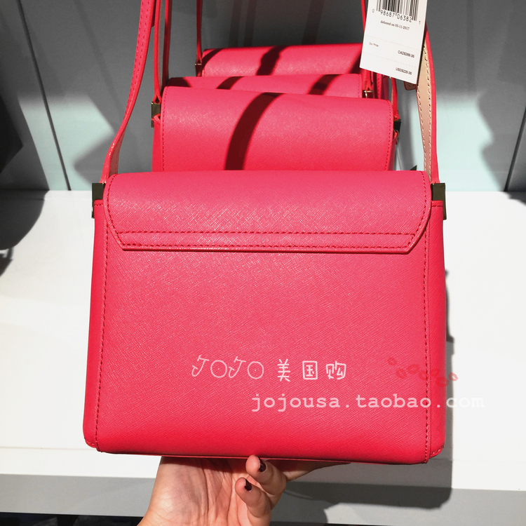 coach包美國代購 美國代購 KATE SPADE WKRU3945撞色亮牛皮翻蓋斜挎小方包avva coach