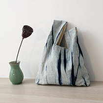 Maple exterior original handmade womens plant dyed wristlet bag knot bag walking Hand bag bag retro literary style