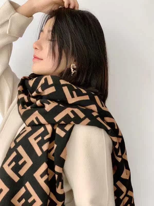 秋冬经典双字母f围巾ins网红同款仿羊绒双面百搭保暖老花披肩围脖
