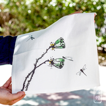 Tang Li Wen creative handkerchief small square towel customized private high-grade Chinese gift handkerchief female cotton sweat-absorbing ancient style hand Juan