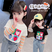 Children's T-shirt Spring and Autumn Girls Underpacking Dishand 2023 New Fashionable Children Spring Sleeve Baby Upper Coat T