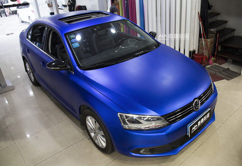 夏日一股冰爽~大众速腾车身改色冰深蓝!